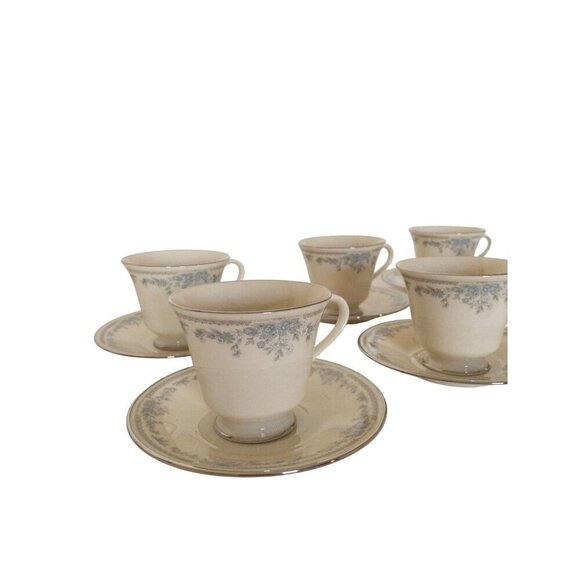 Lenox Reverie Teacup & Saucer Set With Delicate Blue Floral Design & Platinum - Picture 11 of 11